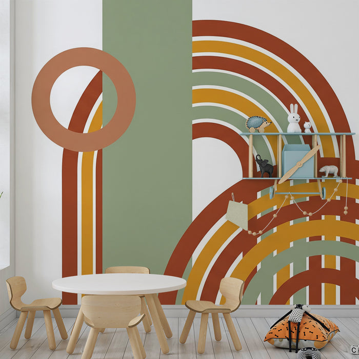 Behang voor kinderkamer | Bogen in drie kleuren