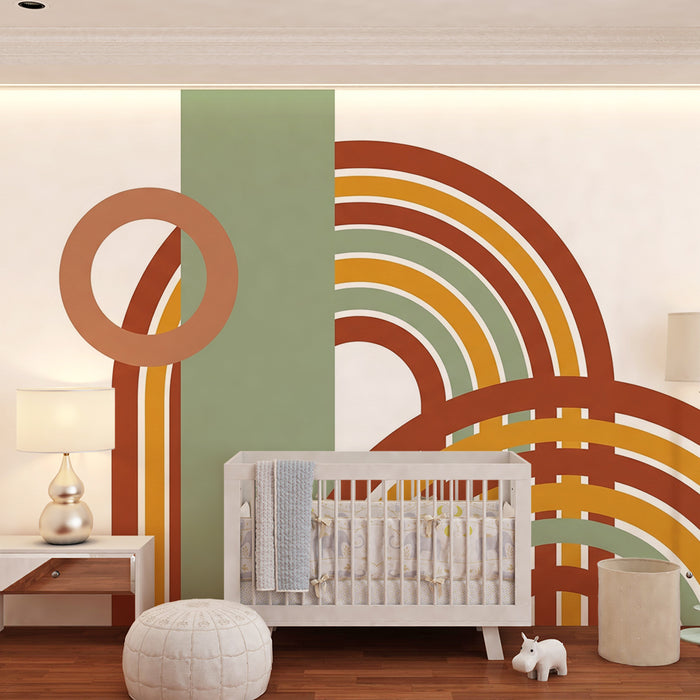 Behang voor kinderkamer | Bogen in drie kleuren