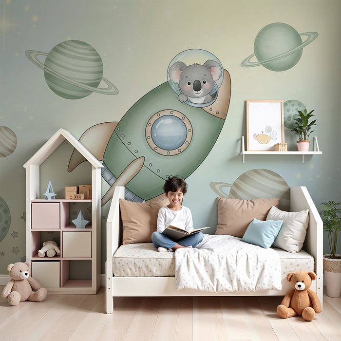 Kinderzimmer Tapete | Astronauten Koala erkunden den Weltraum