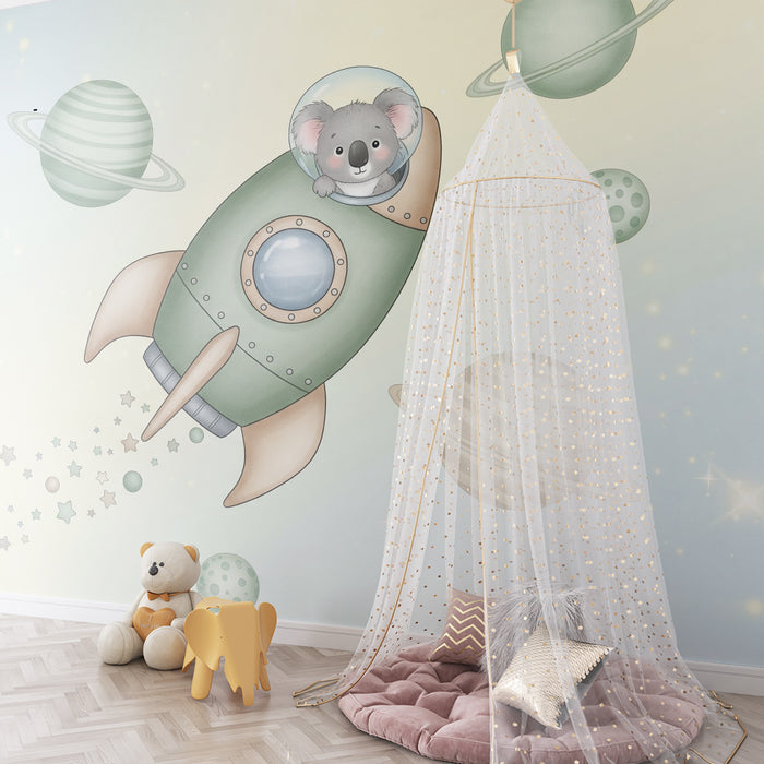 Kinderzimmer Tapete | Astronauten Koala erkunden den Weltraum