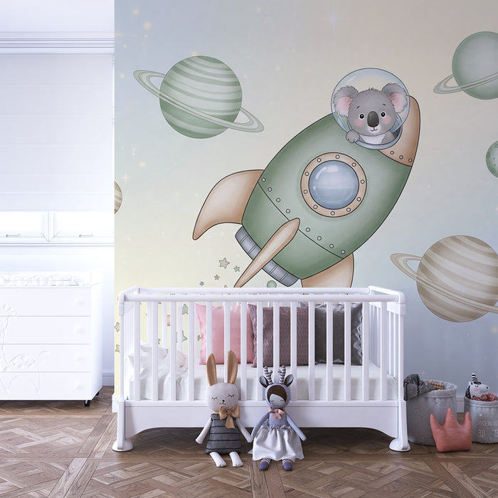 Kinderzimmer Tapete | Astronauten Koala erkunden den Weltraum