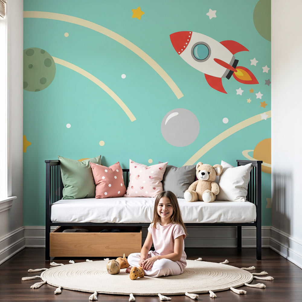 Papier peint chambre enfant | Astronautes et galaxies — Kids Wall