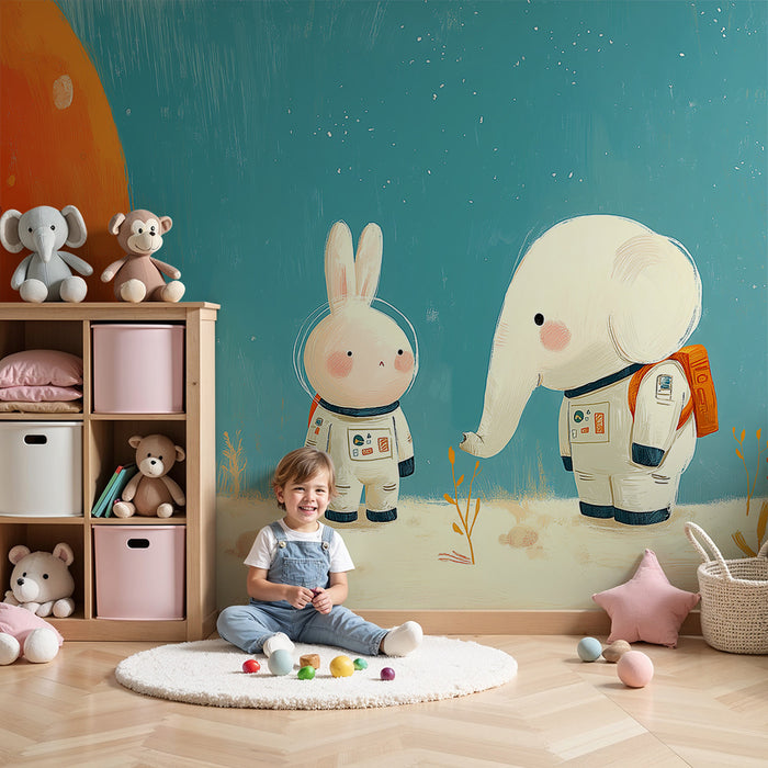 Kids room wallpaper | Arms astronaudid värvilisel planeedil