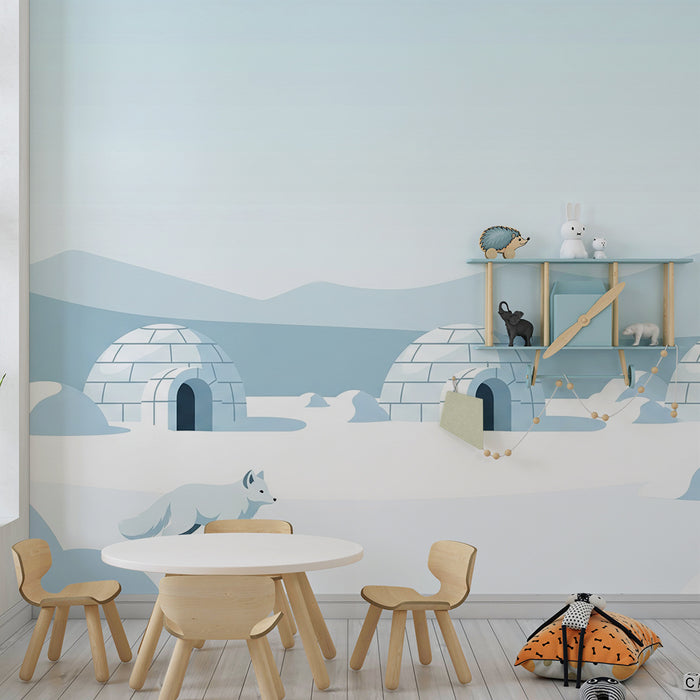 Papel pintado infantil | Aventura ártica con zorros e iglús