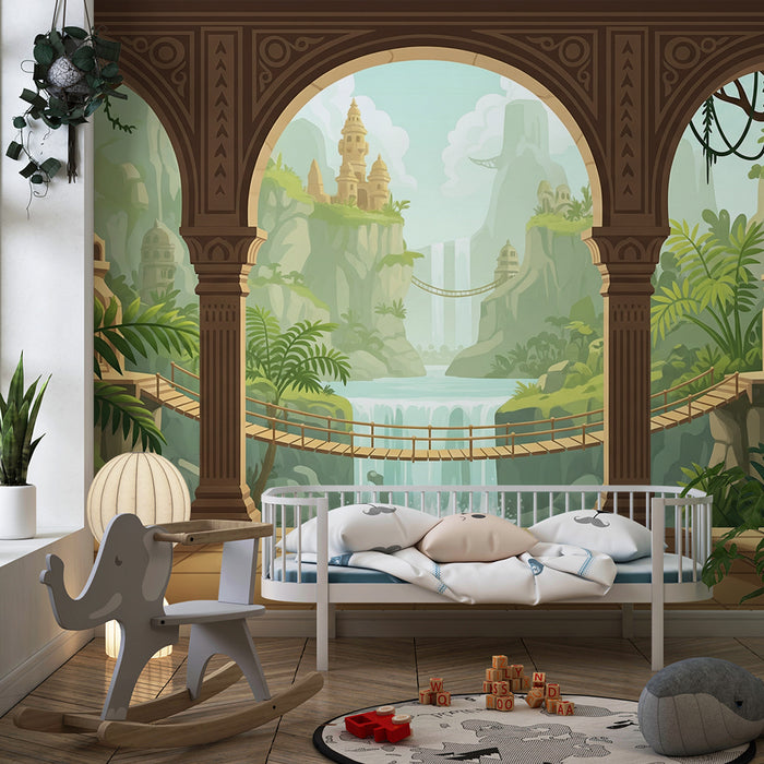 **Barneveggtapet | Jungleeventyr med fosser og gamle templer**