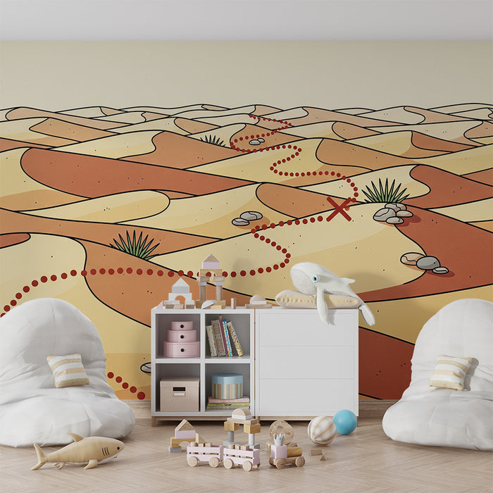 Papier peint chambre enfant | Aventure dans le désert avec dunes et trésor caché