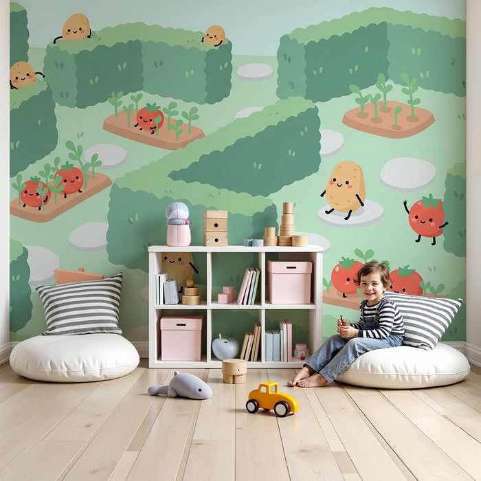 Kids' Room Wallpaper | Garden Adventure with Playful Vegetables