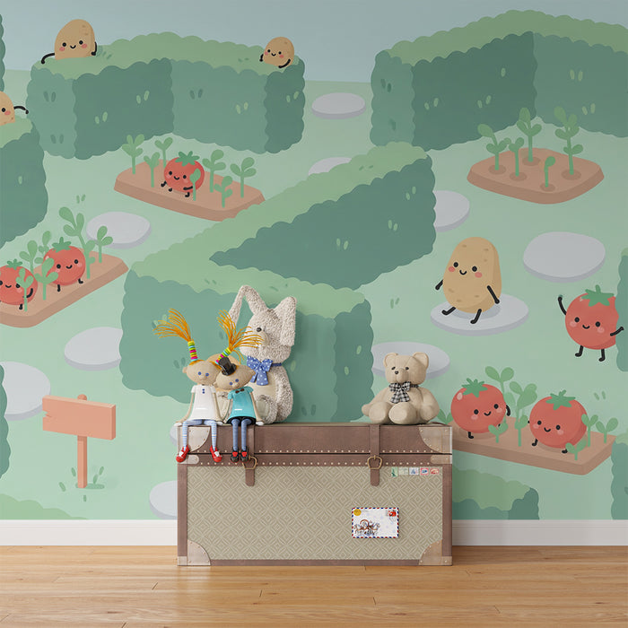 Kids' Room Wallpaper | Garden Adventure with Playful Vegetables