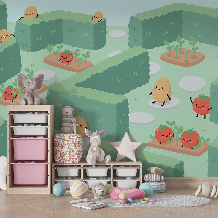 Kids' Room Wallpaper | Garden Adventure with Playful Vegetables