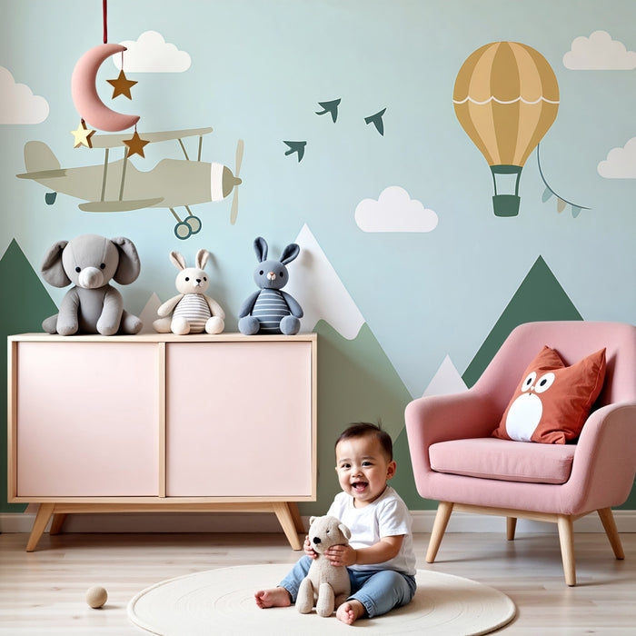 Papier peint chambre enfant | Aventure dans les cieux