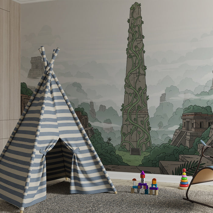 Kids' Room Wallpaper | Adventure in a Mysterious Jungle with Ancient Temples