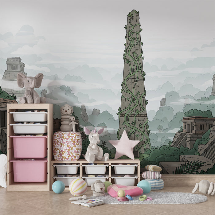 Kids' Room Wallpaper | Adventure in a Mysterious Jungle with Ancient Temples
