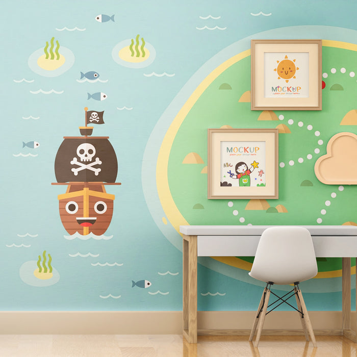 Kinderzimmer Tapete | Piratenabenteuer auf einer Schatzkarte