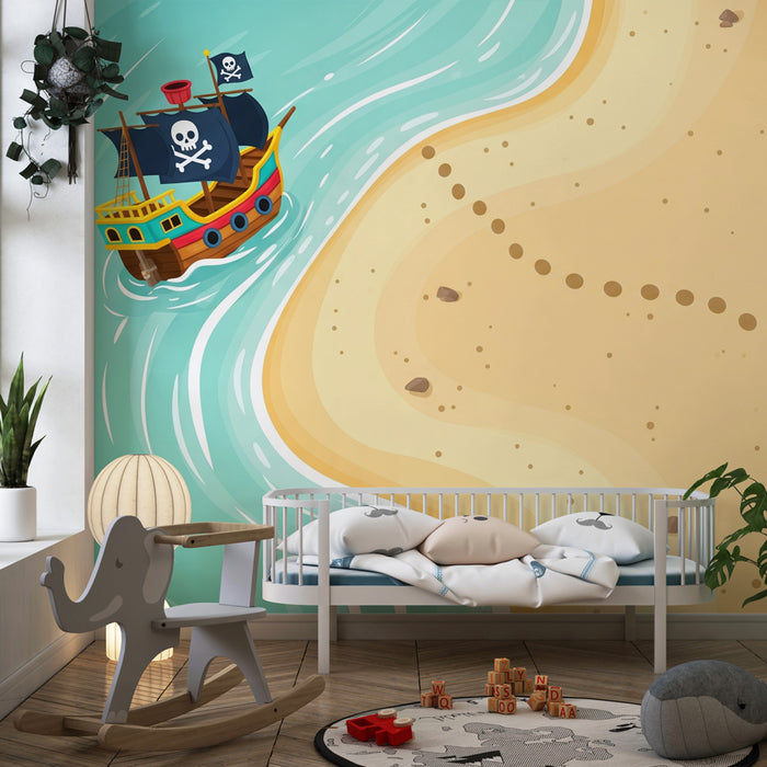 Papel pintado infantil | Aventura de piratas y tesoro escondido