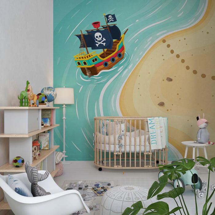 Papel pintado infantil | Aventura de piratas y tesoro escondido