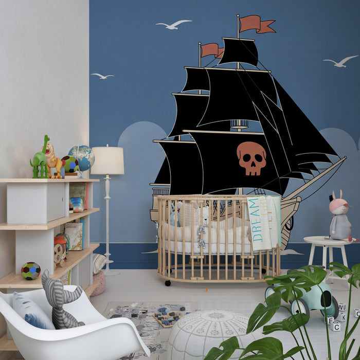 Kids room wallpaper | Pirate adventure on the sea