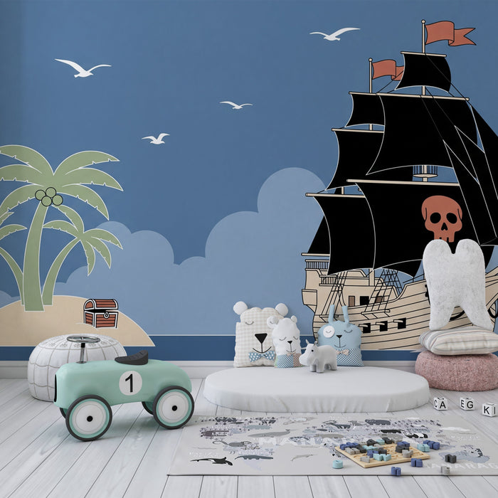 Kids room wallpaper | Pirate adventure on the sea