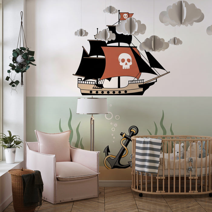 Kinderzimmer Tapete | Abenteuer der Piraten und Unterwasser Schatz