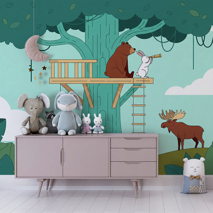 Kids' Room Wallpaper | Forest Adventure with Playful Animals
