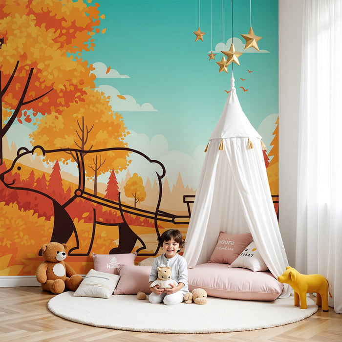 Kids' Room Wallpaper | Colorful Animal Forest Adventure