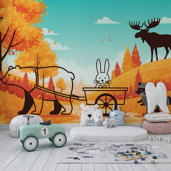Kids' Room Wallpaper | Colorful Animal Forest Adventure