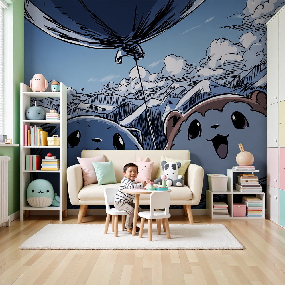 Kinderkamer behang | Avontuur met vrienden in de bergen — Kids Wall, image size:1000x1000