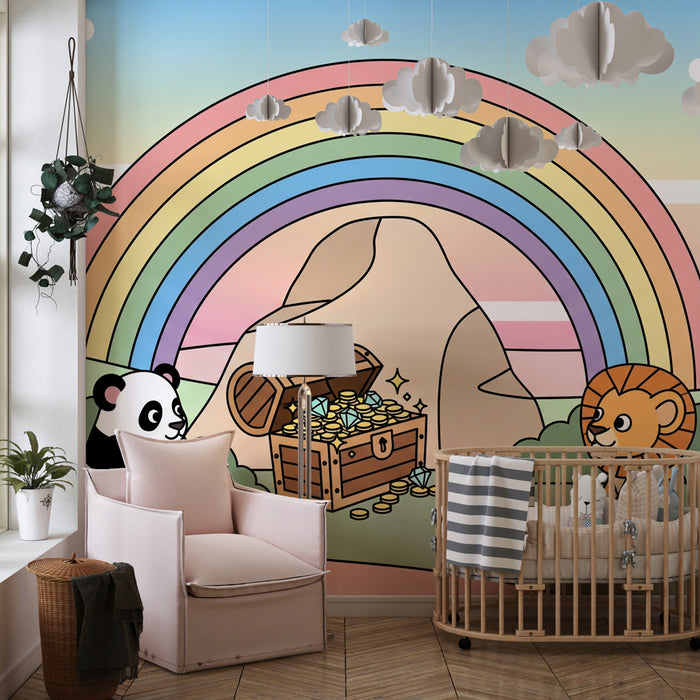 Tapety dla dzieci | Magiczna przygoda z pandą i lwiątkiem