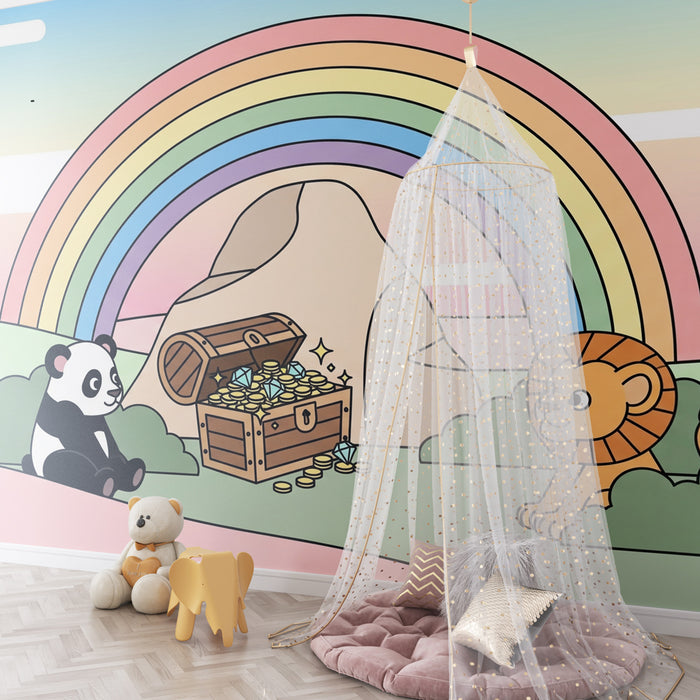 Tapety dla dzieci | Magiczna przygoda z pandą i lwiątkiem