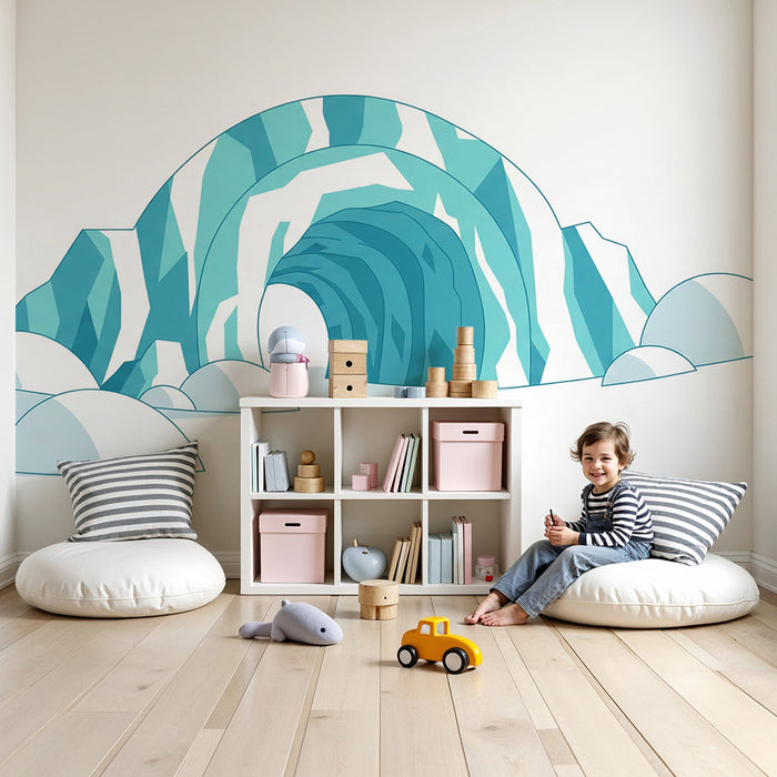 Kinderkamerbehang | IJsavontuur met grot en iglo's