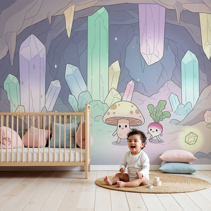 Kids' Room Wallpaper | Magical Adventure in a Crystal Cave