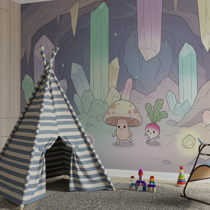 Kids' Room Wallpaper | Magical Adventure in a Crystal Cave