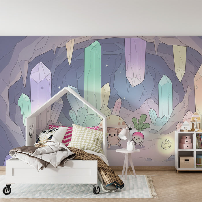 Kids' Room Wallpaper | Magical Adventure in a Crystal Cave