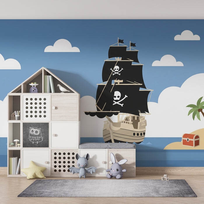 Kids room wallpaper | Pirate adventure at sea
