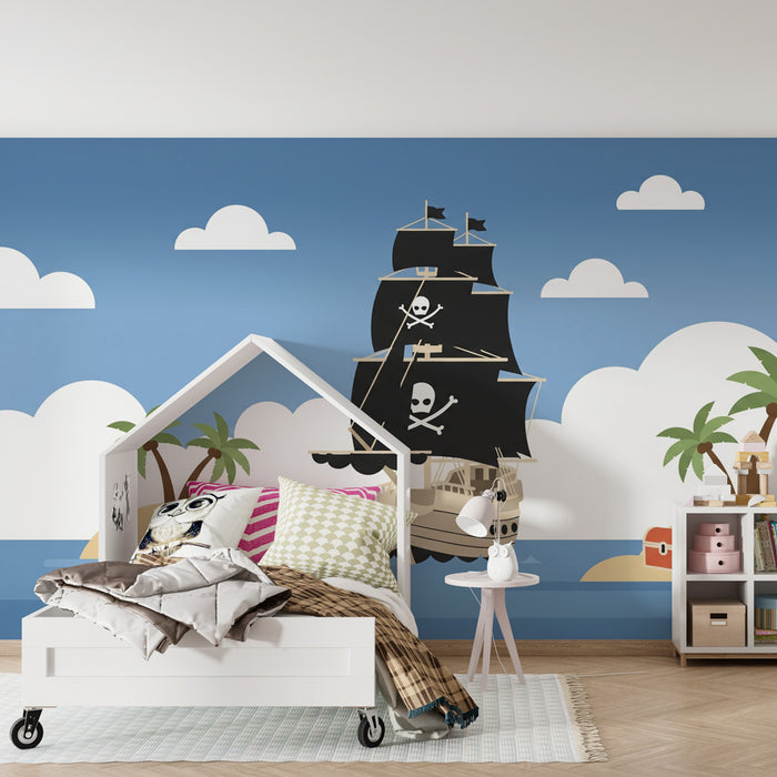 Kids room wallpaper | Pirate adventure at sea
