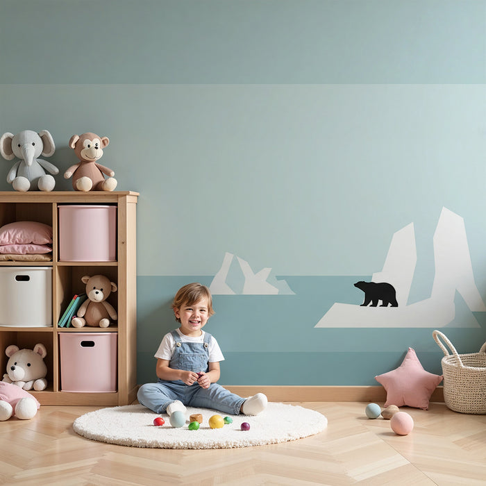 Papier peint chambre enfant | Aventure polaire avec ours et voilier