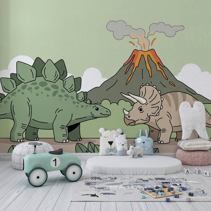 Papel pintado infantil | Aventura prehistórica con dinosaurios