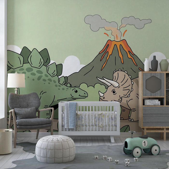 Papel pintado infantil | Aventura prehistórica con dinosaurios