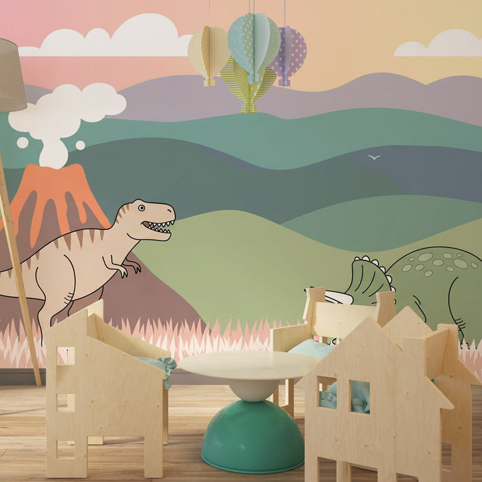 Papel de parede criança | Aventura pré-histórica com dinossauros