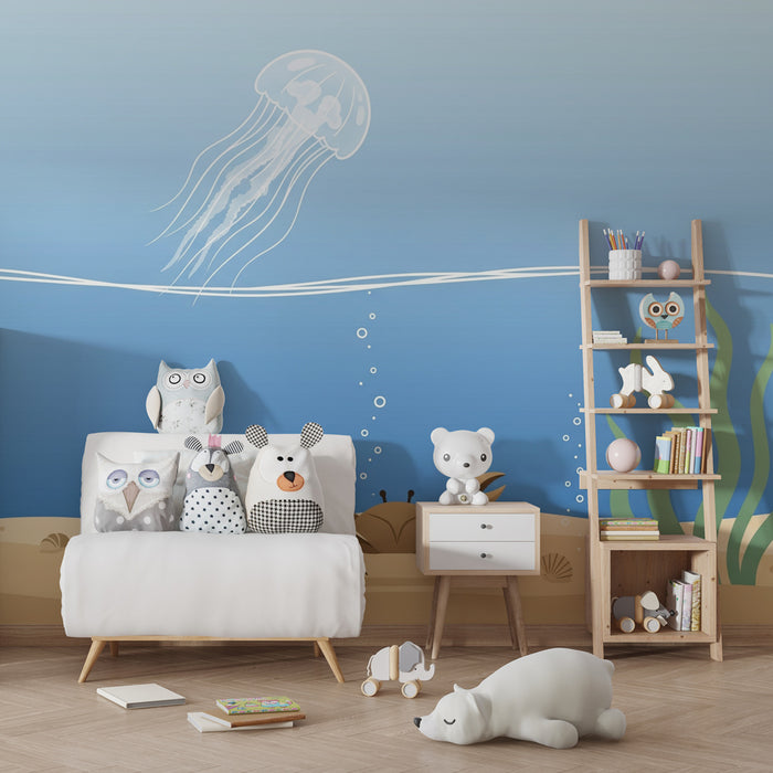 Kinderkamer behang | Onderwateravontuur met krabben en kwallen