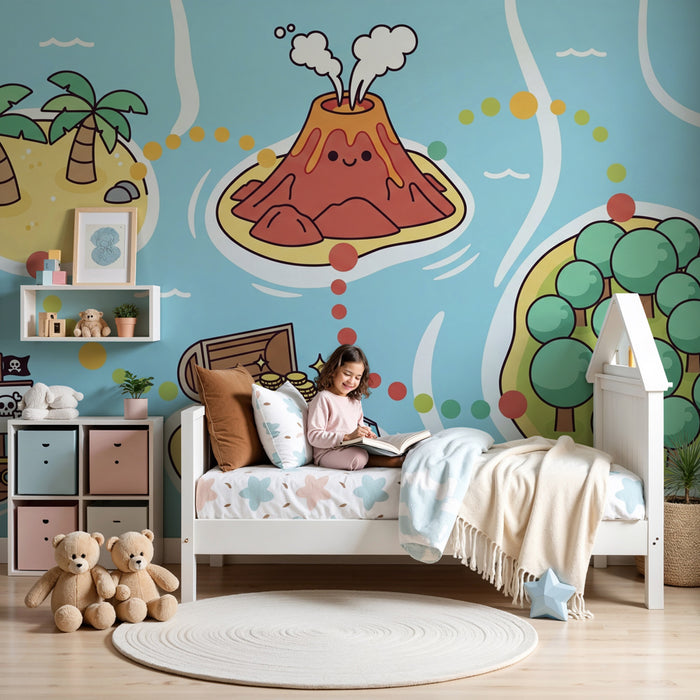 Kinderkamer behang | Avontuur op een schatkaart