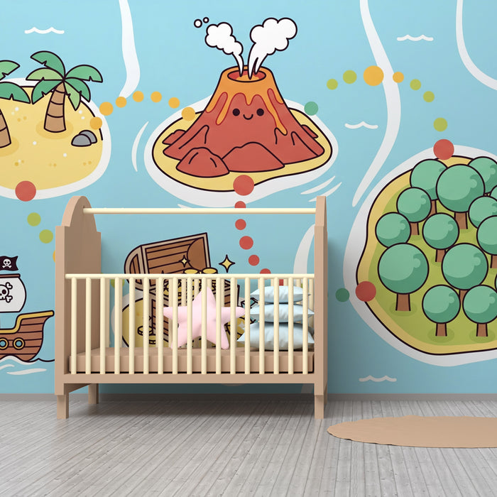 Kinderkamer behang | Avontuur op een schatkaart