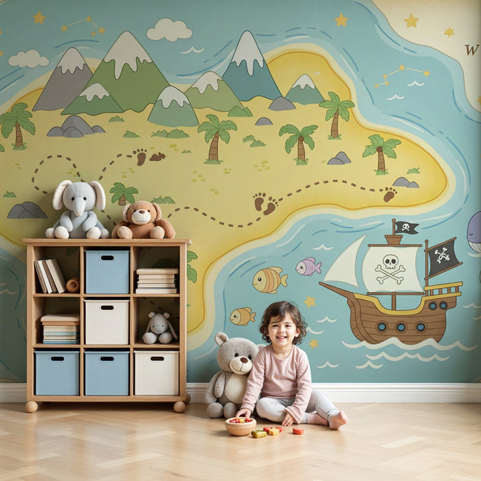 Kinderkamer behang | Avontuur op een schateiland