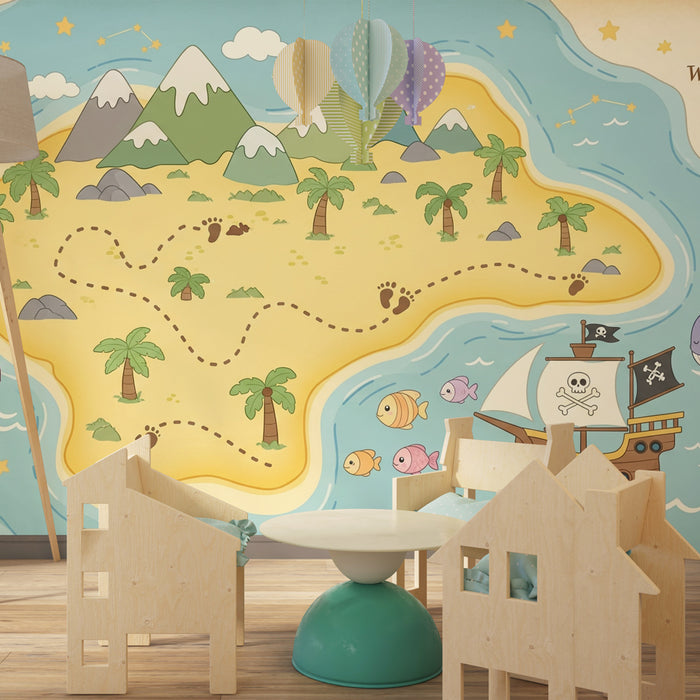 Kinderkamer behang | Avontuur op een schateiland
