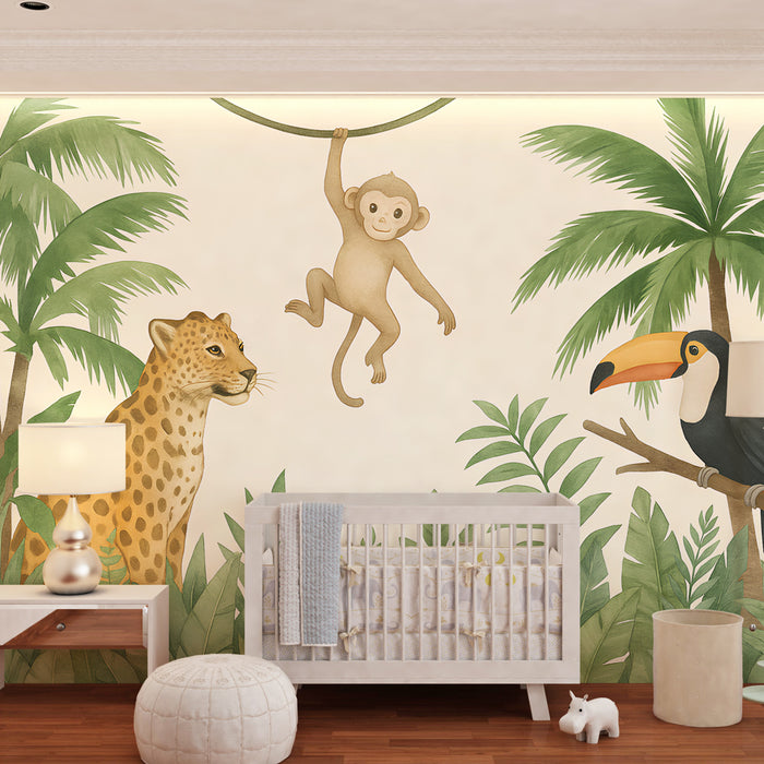 Papier peint chambre enfant | Aventures dans la jungle avec des animaux