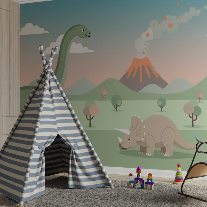 Kinderzimmer Tapete | Prähistorische Abenteuer mit Dinosauriern