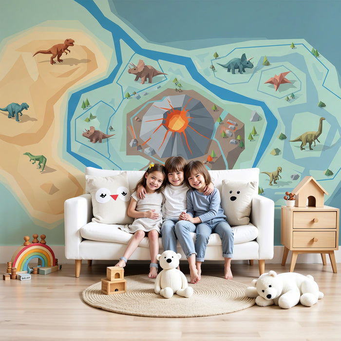 Kinderkamer behang | Prehistorische avonturen met dinosaurussen