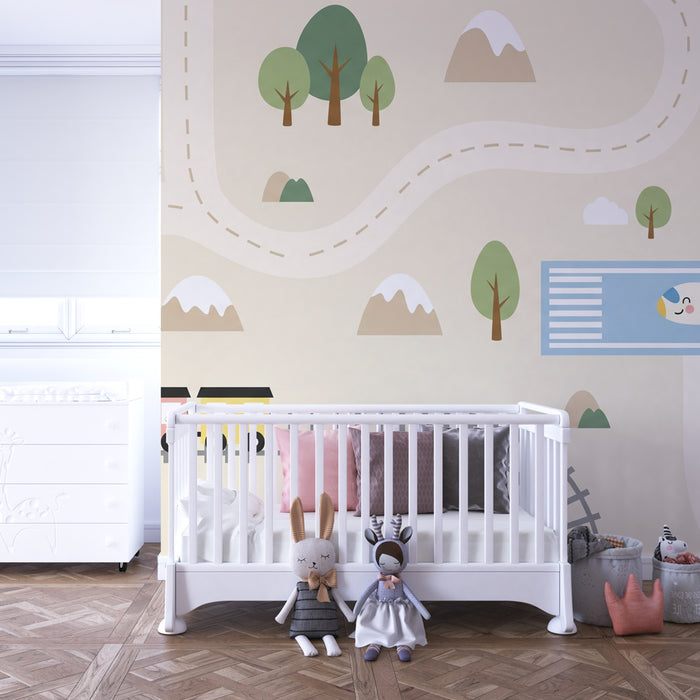 Papier peint chambre enfant | Aventures sur rails et dans les airs