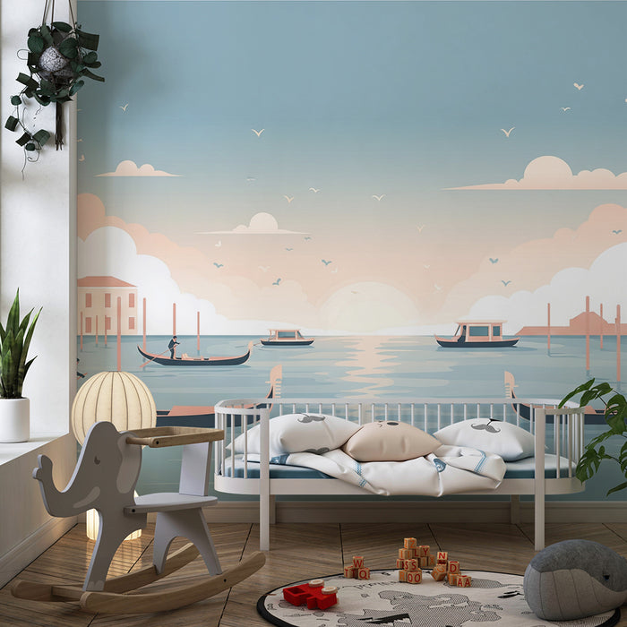 Børnetapet | Gondoltur i Venedig ved solnedgang