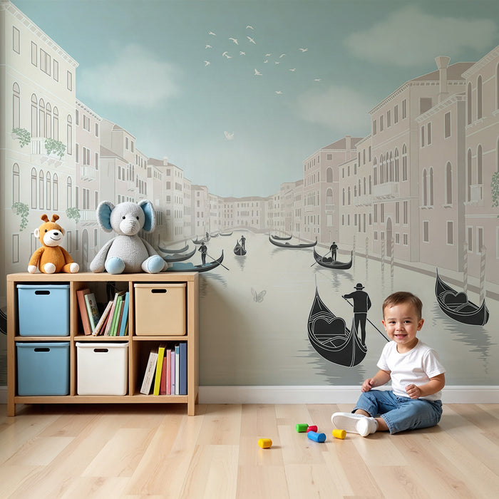 Papier peint chambre enfant | Balade en gondole à Venise avec paysages apaisants