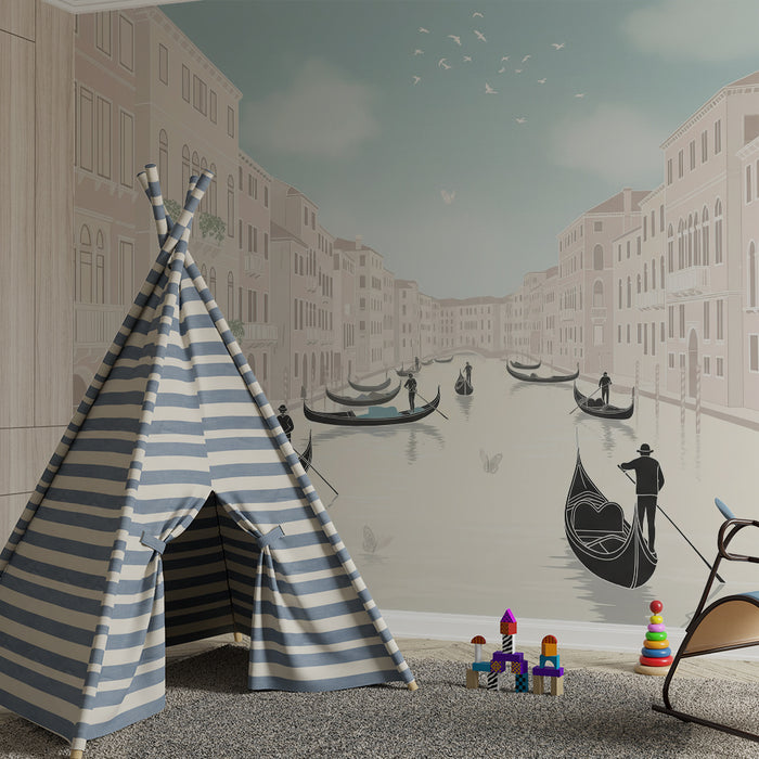 Papier peint chambre enfant | Balade en gondole à Venise avec paysages apaisants